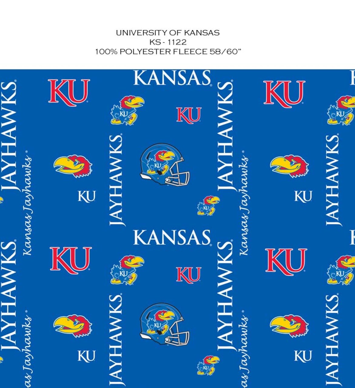 Sykel Enterprises-University of Kansas Fleece Fabric-Kansas Jayhawks Digi Camo Fleece Blanket Fabric-Sold by the yard
